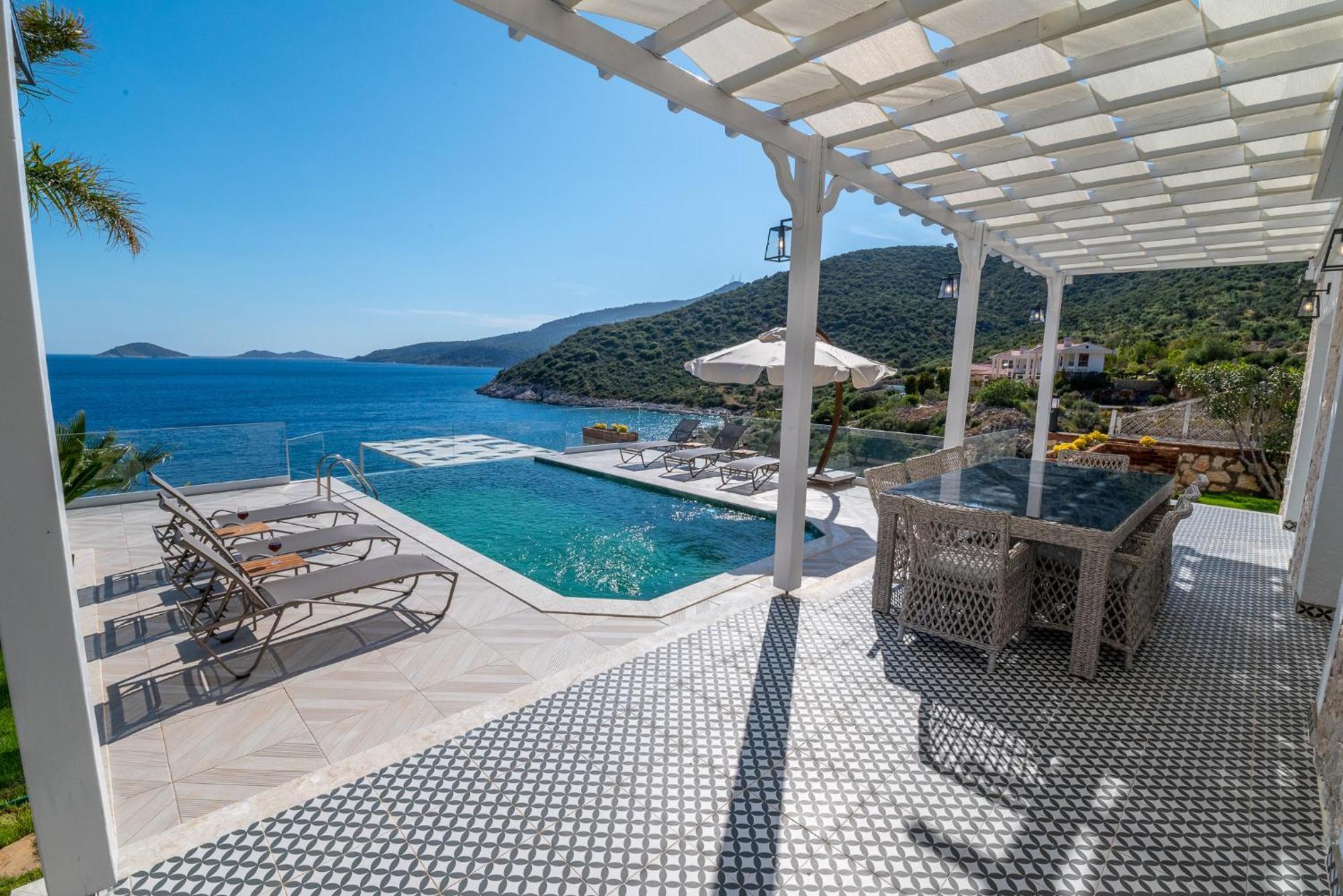 Beachfront White Villa With Private Swimming Pool Kalkan Exterior foto